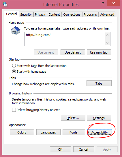 Accessibility menu