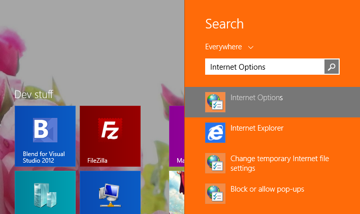 Internet options