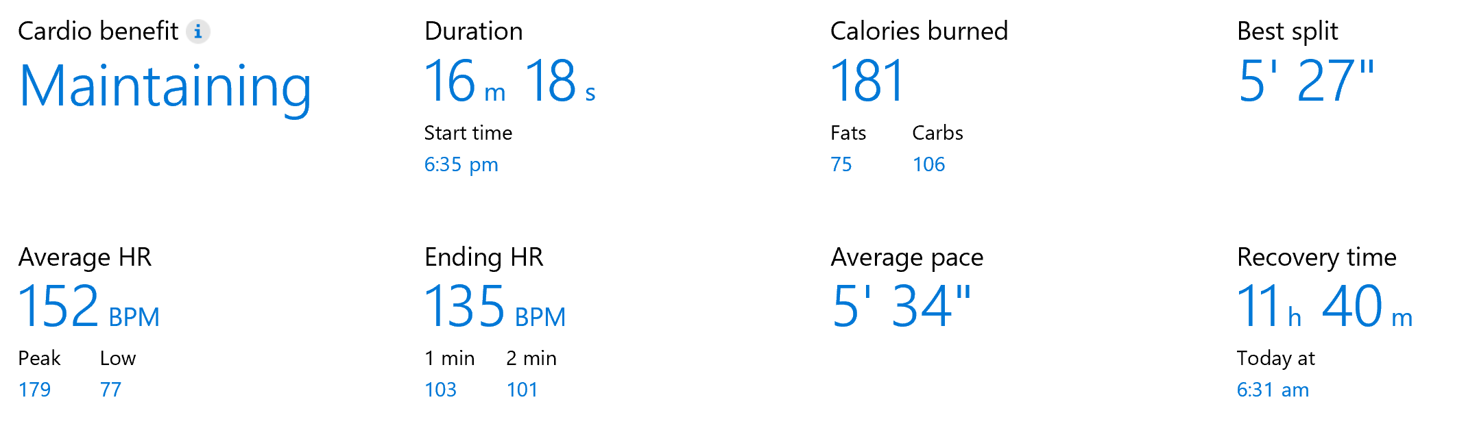 First run summary data